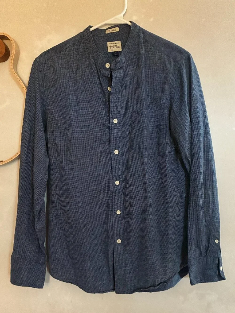 J. Crew Band Collar Button Down Shirt, Houndstooth